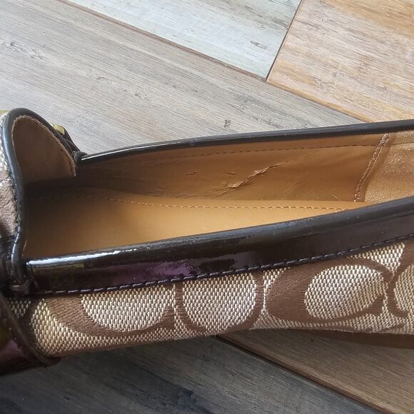 Coach New York Felisha Signature C Loafers Flats US 9B Brown Gold Buckle AS - Picture 6 of 9